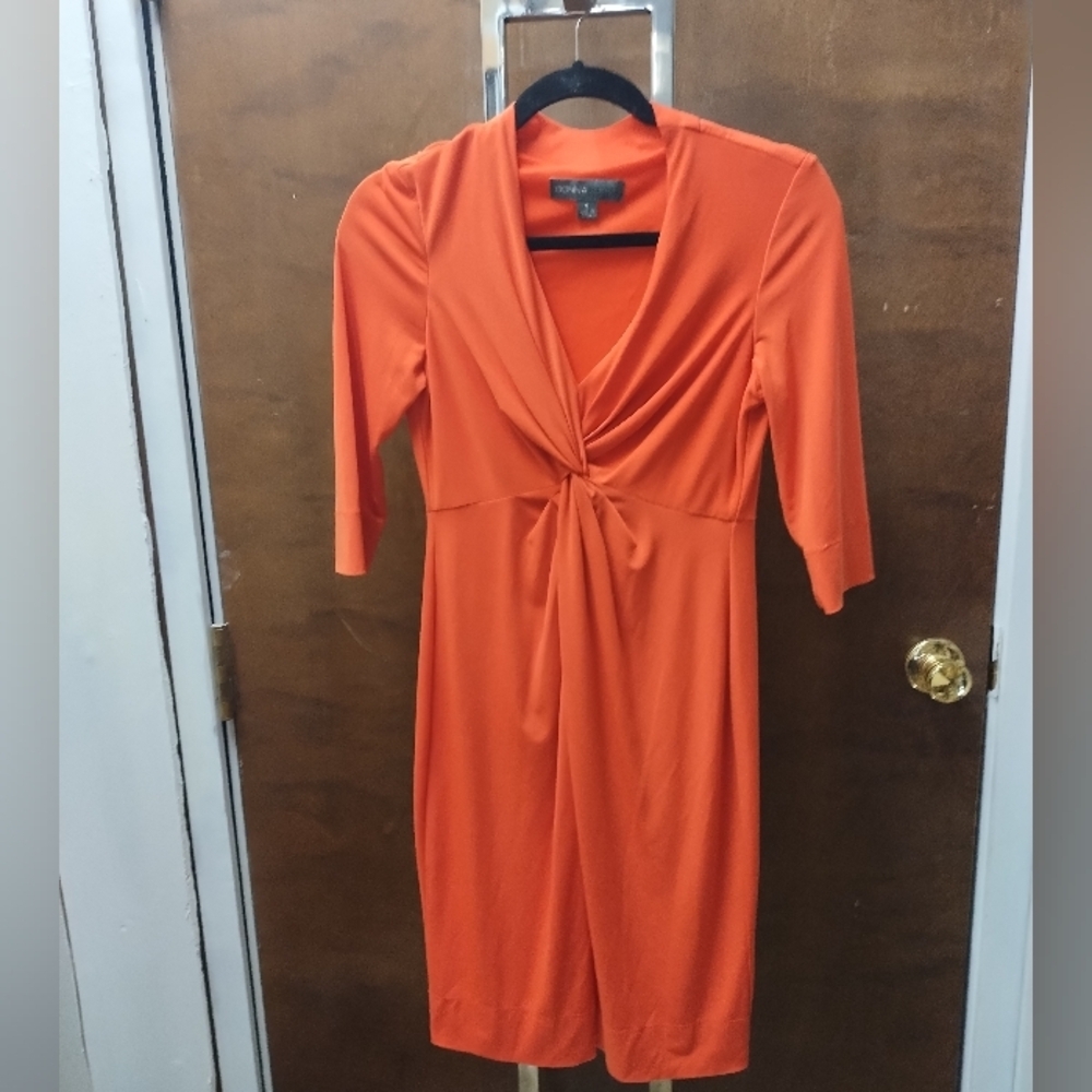 Donna Ricco orange dress Donna Ricco Twist Front Jersey Sheath Dress